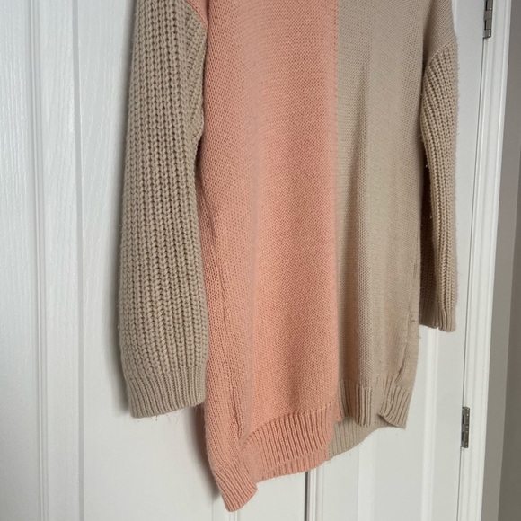 Two Tone Turtle Neck Sweater Dress - Picture 4 of 7